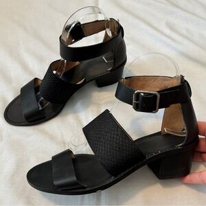 Madewell 8 Warren Black Leather Sandals ~ Chunky Heel Academia Y2K 90’s